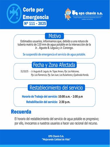 Corte programado en Huaraz