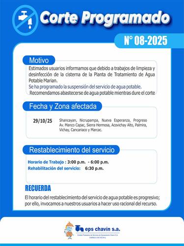 Corte programado en Huaraz