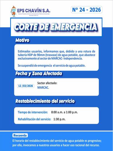 Corte programado en Huaraz