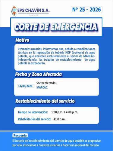 Corte programado en Huaraz