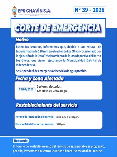 Corte programado en Huaraz