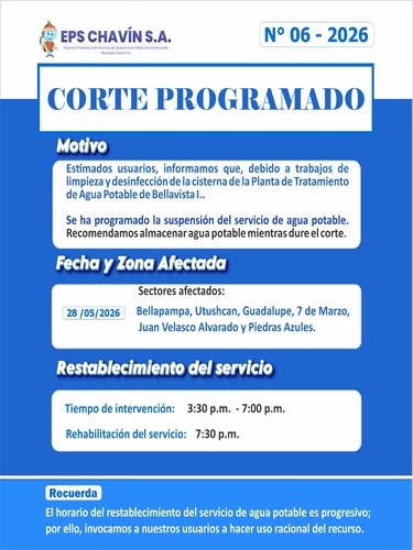 Corte programado en Huaraz